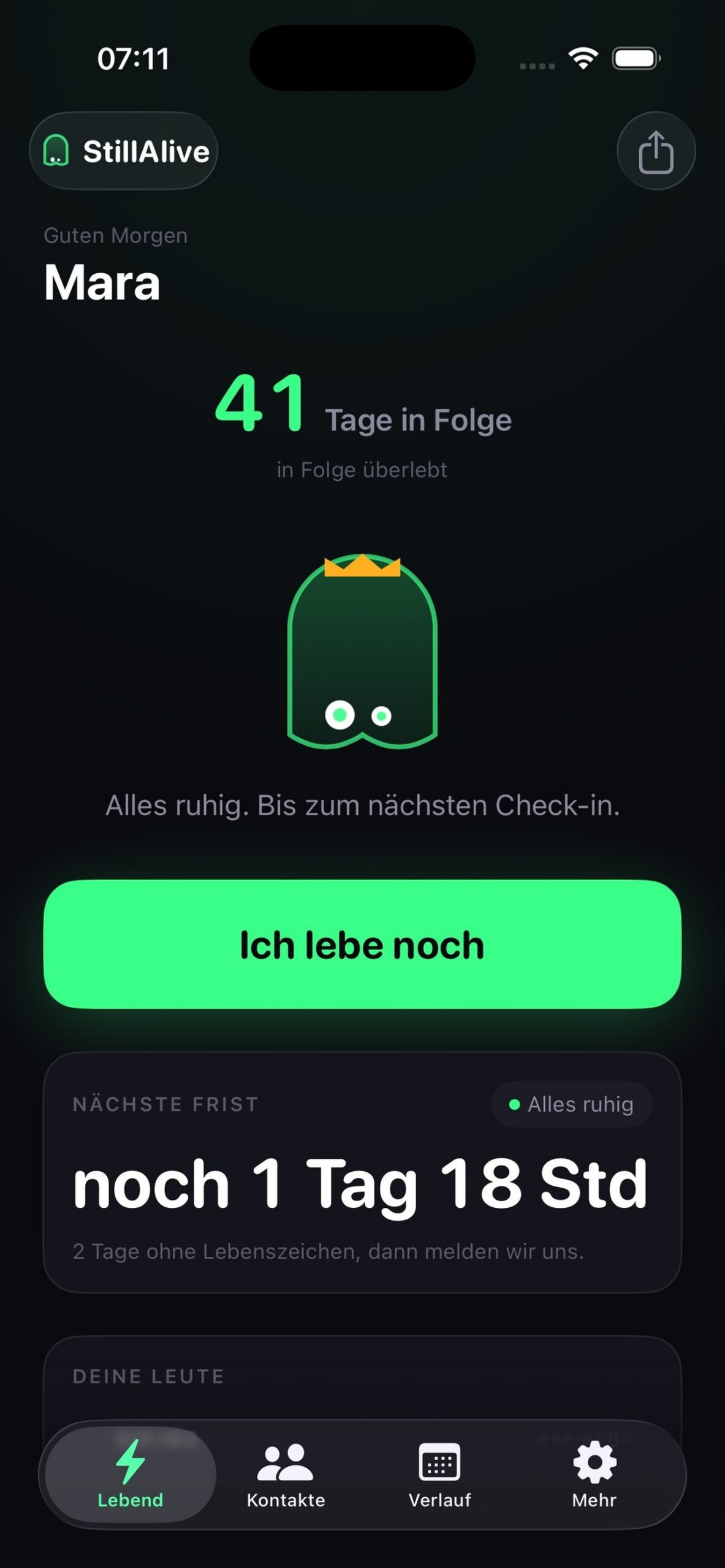 StillAlive auf dem iPhone